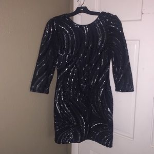 Black and Silver mini sequin dress